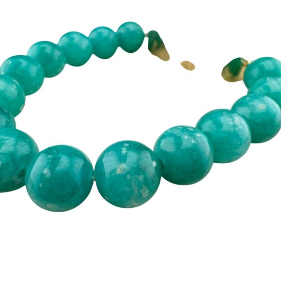 Amazonite Beaded Bracelet With Pink Druzy Statement Accent Adjustable Elastic De - Picture 3 of 7